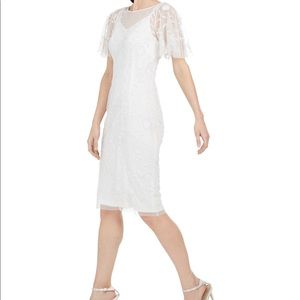 Adrianna Papell Beaded Short Dress in Ivory